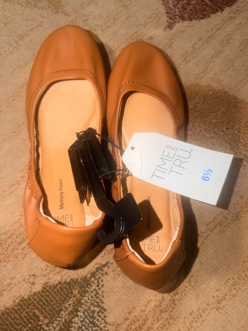 Time and Tru Women's Tan Ballet Flats - Cushioned Slip-On